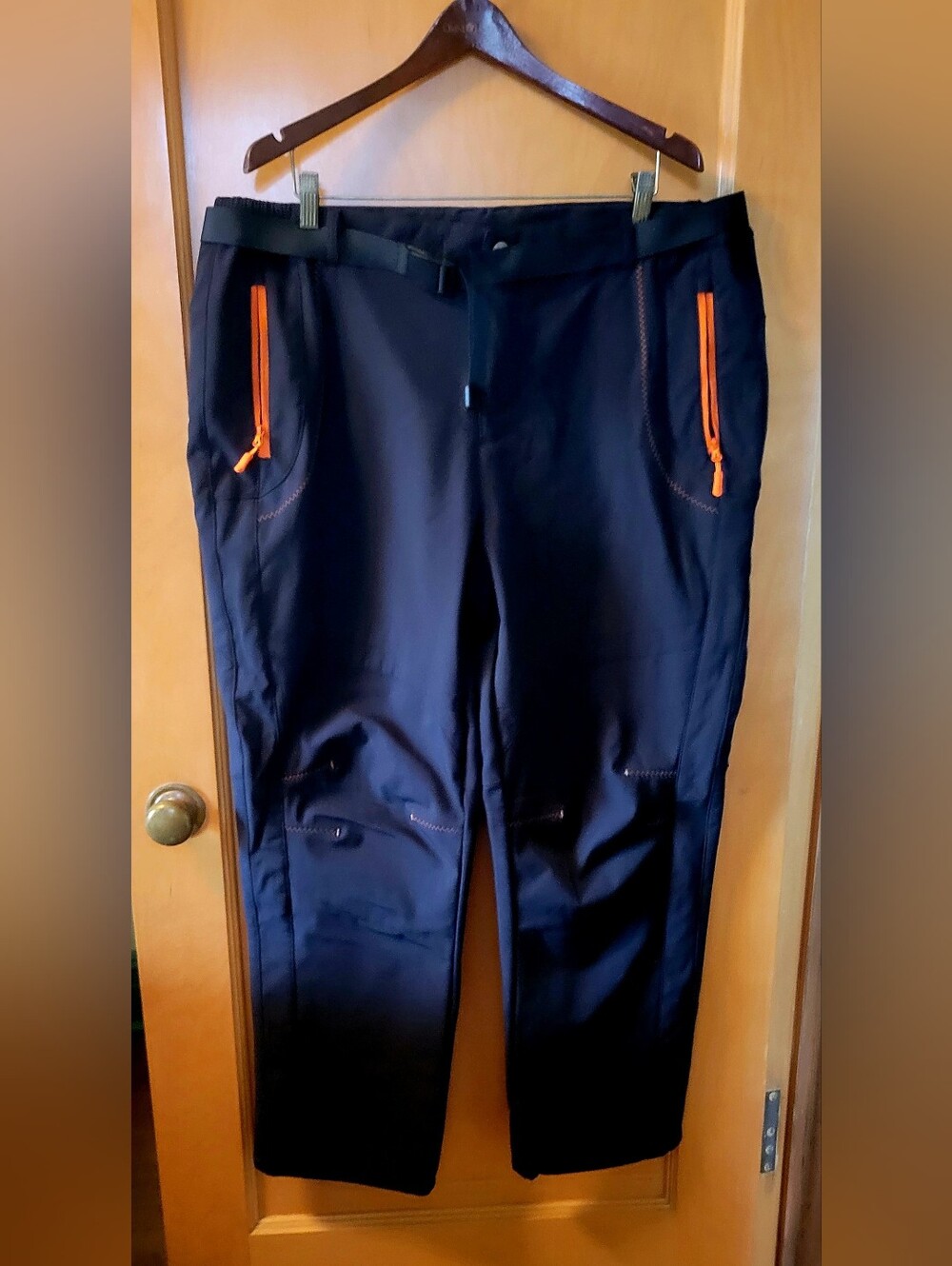 Men's Blue Waterproof Insulated Pants with Orange Accents